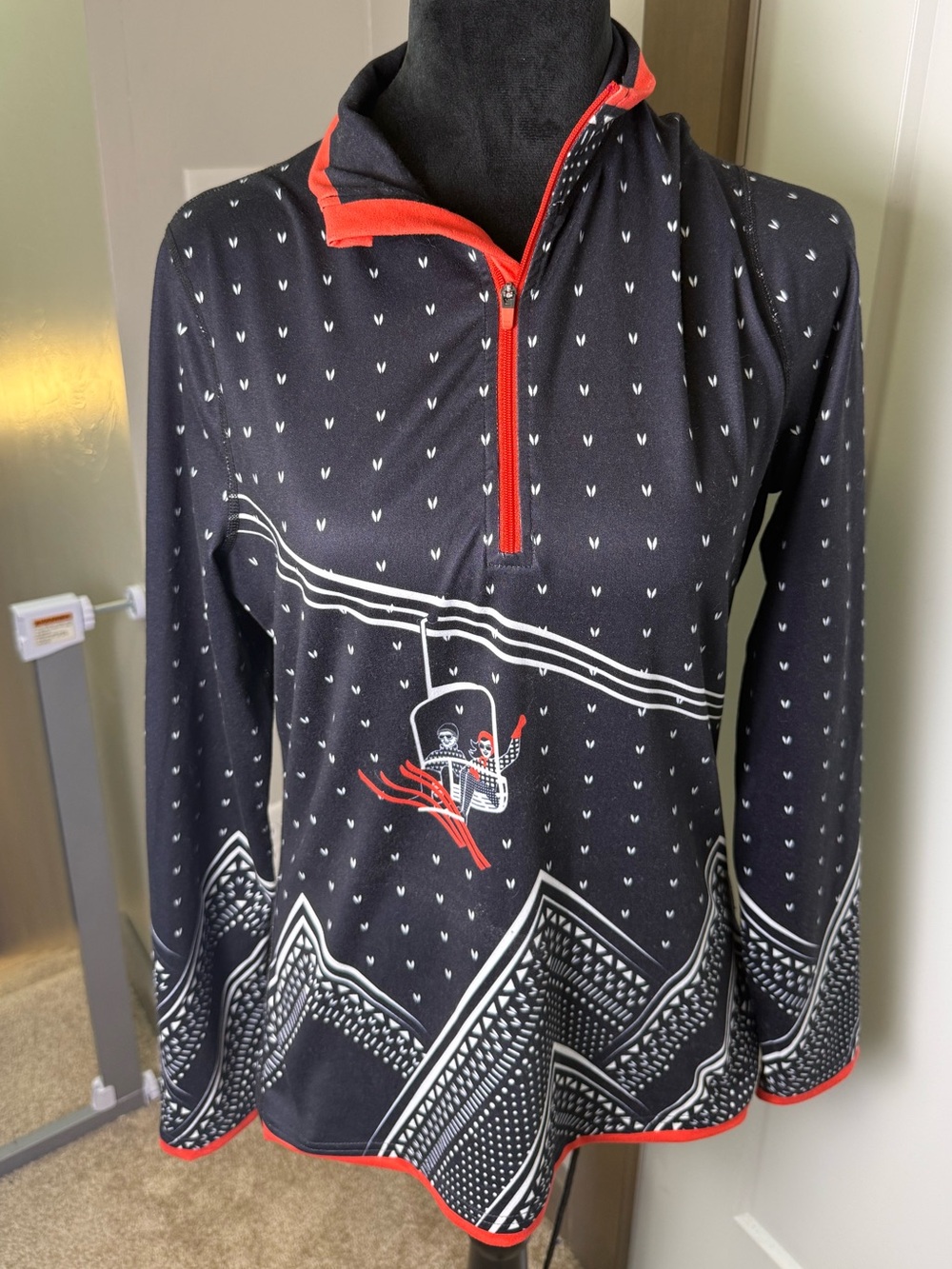 Krimson Klover Adrenaline 1/4 Zip Top Women's UPF 50+ Black Red Alps Skiing S
